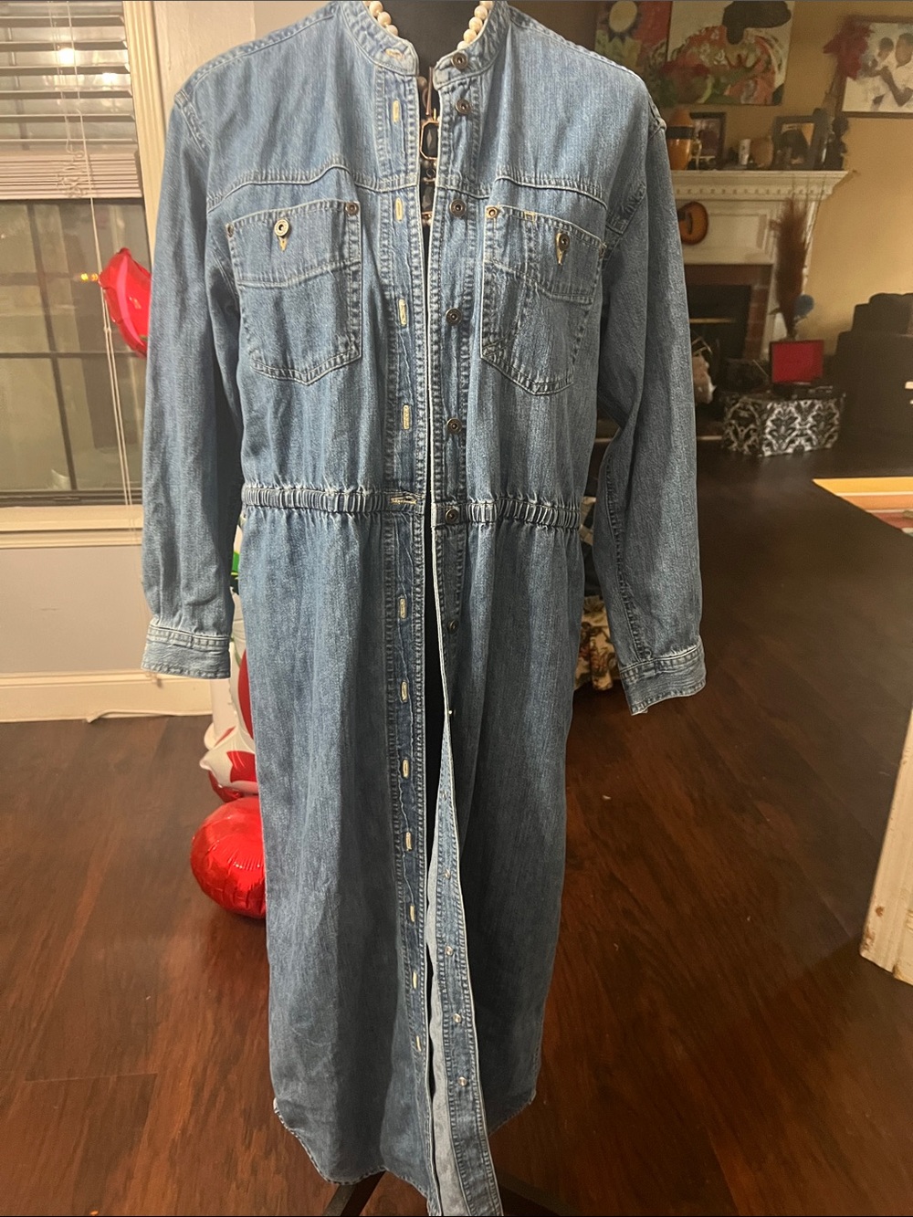 Liz Claiborne Longline Denim Button-Front Jacket - Light Blue